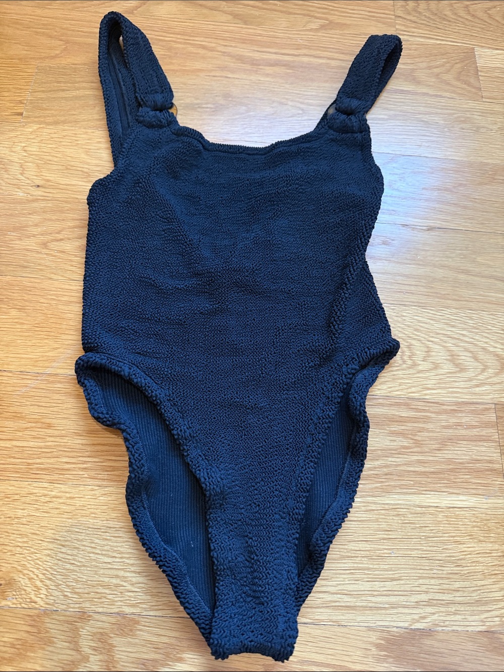 Hunza G Black Textured One-Piece Swimsuit